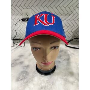 KU Jayhawks Zephyr Trucker Hat Blue Red Snapback Cap Mesh Adjustable NCAA